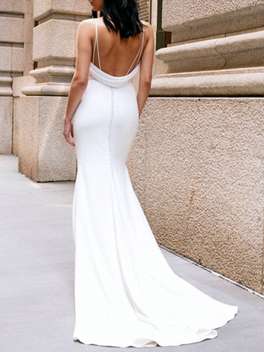 White Braces Sleeveless Sexy Chic Long Dress Woman Bridesmaid Dress Evening Dress