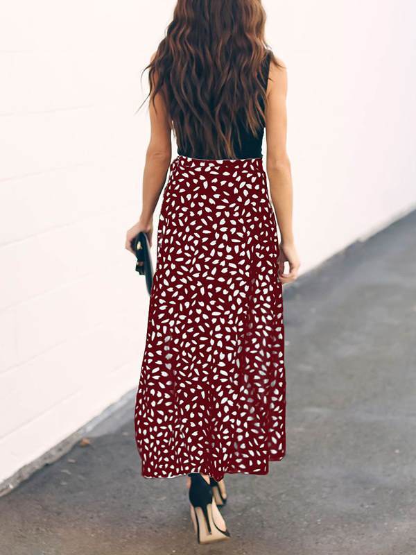 Fashion Printed Tie Dress Long Skirts