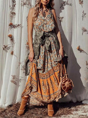 Bohemia Women Vacation Flower Printed Maxi Dresses