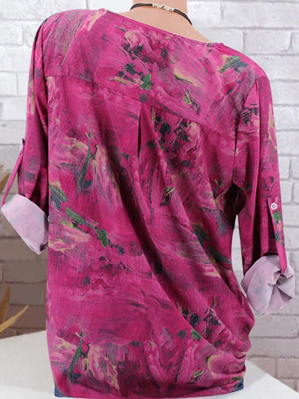 Vintage Loose Printed Woman Blouse