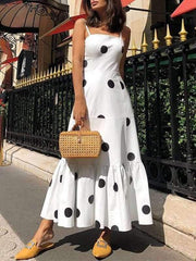 Sexy Polka Dot Sling Sleeveless Maxi Dresses