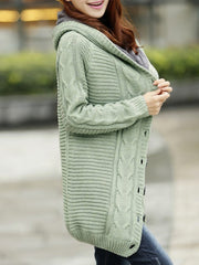 Casual Buttoned Long Sleeve Knitted Cardigan