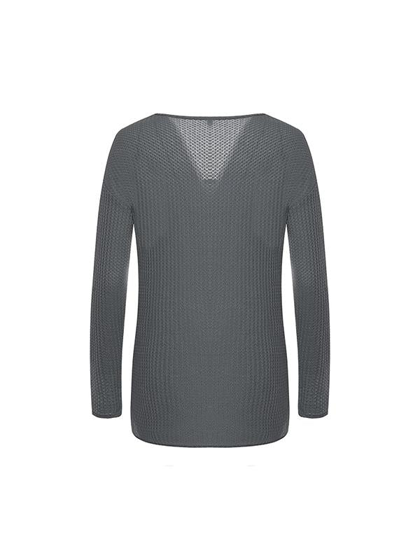 V Neck Plain Fashion Sweaters For Woman