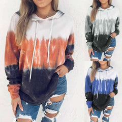 Casual Gradient print Long sleeve Hoodies Sweatshirts