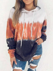 Casual Gradient print Long sleeve Hoodies Sweatshirts