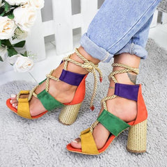 Chic women Match color thick heel high heel Pumps