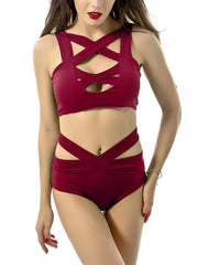 sexy Before the bosom crosses bind belt two-pieces bikini Swimwear