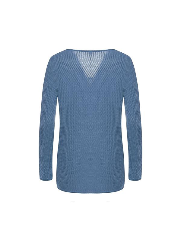 V Neck Plain Fashion Sweaters For Woman