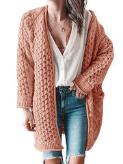 Fashiob Casual Pure Knit Fastner Long sleeve Plus Cardigan