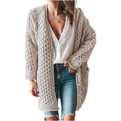 Fashiob Casual Pure Knit Fastner Long sleeve Plus Cardigan