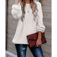 Fashion Pure Stripe Round neck Long sleeve Knit Sweaters