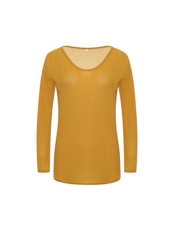 V Neck Plain Fashion Sweaters For Woman