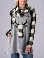 Christmas Deer High Collar Woman Swearshirts