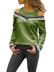 Round Neck Off Shoulder Special Design Woman Sweatshirt