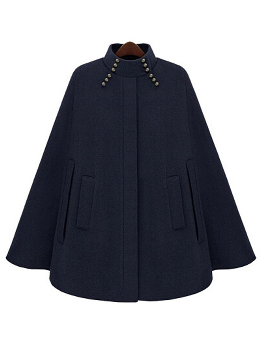 Woolen Medium Long Length Cape Coats For Woman