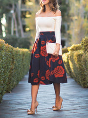 Woman Print Flory Customized Material Date Skirts