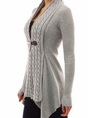 Ribbed Irregular Hem Knitted Cardigan