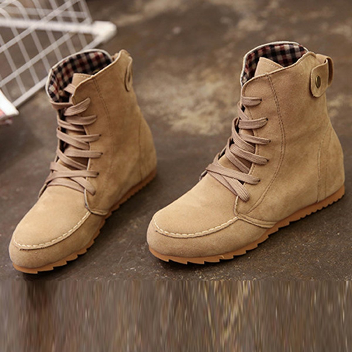 Woman Autumn Casual Tie High Leg Boots Increased Within Shoes