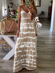 Dip-Dyed Crew Neck Sleeveless Dresses