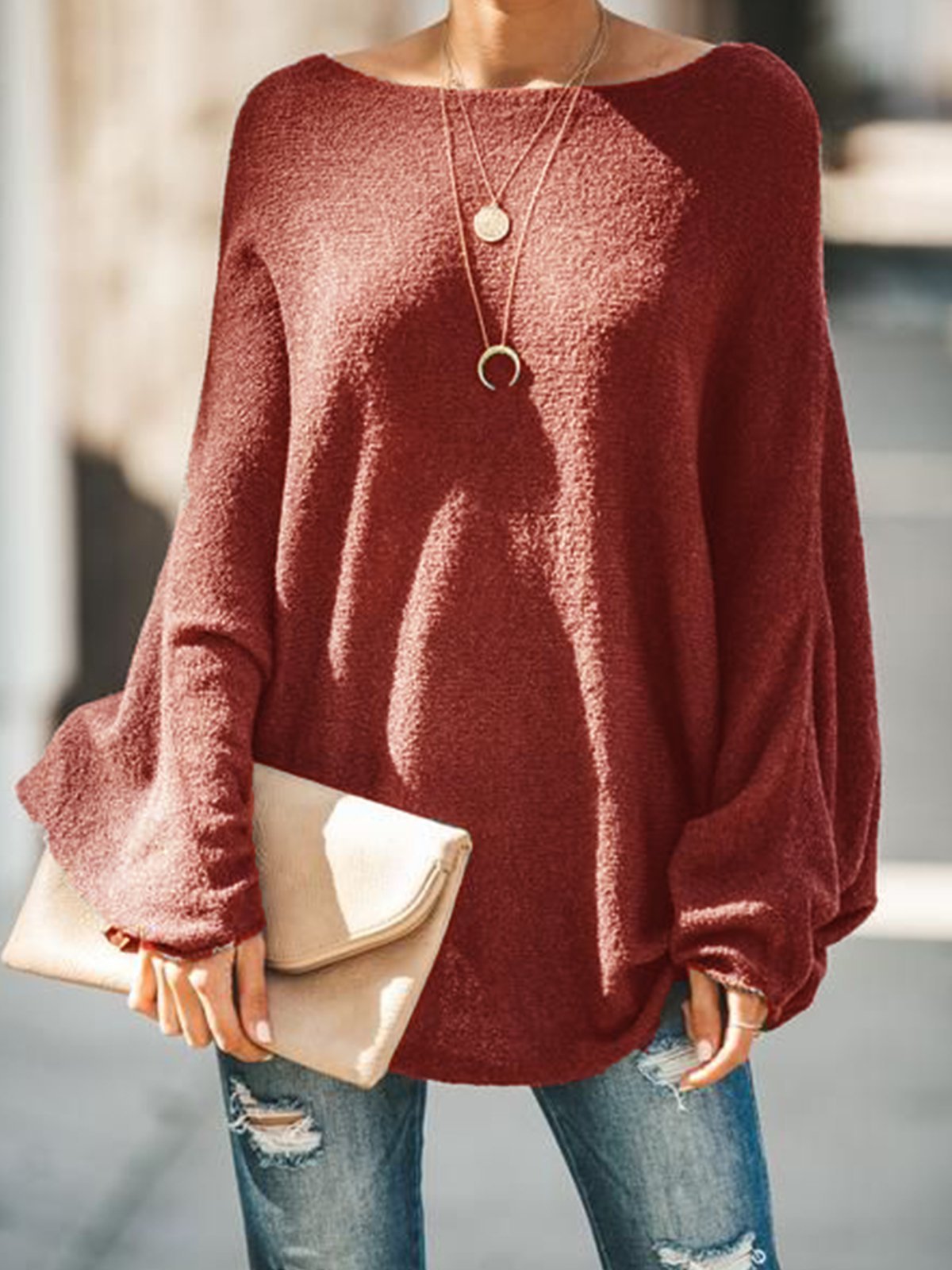 Round Neck Long Sleeve Sweaters