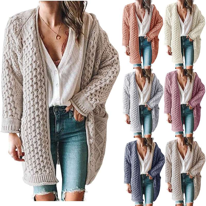 Fashiob Casual Pure Knit Fastner Long sleeve Plus Cardigan