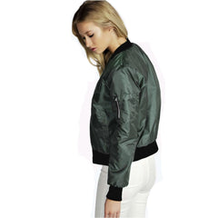 Women's Stand Collar Zipper Jackets Coat Casual Outerwear