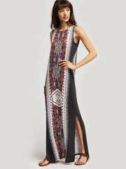 Black Split-side Sleeveless Bohemia Maxi Dress