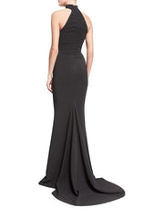 Beautiful Black Halter Sleeveless Maxi Dress Evening Dress