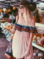 Off-the-shoulder Stripes Mini Dress