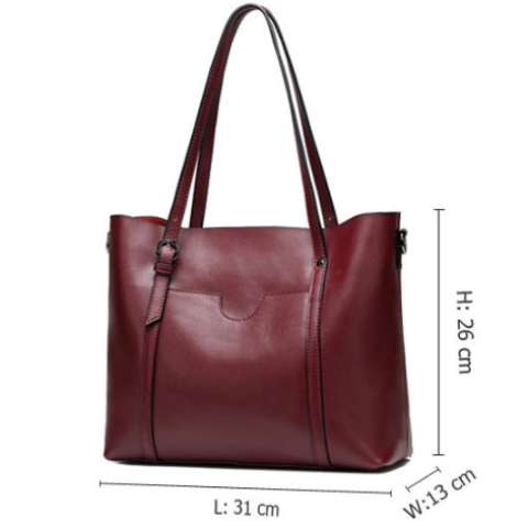 Soft Genuine Leather Solid Shoulder Handbag For Woman