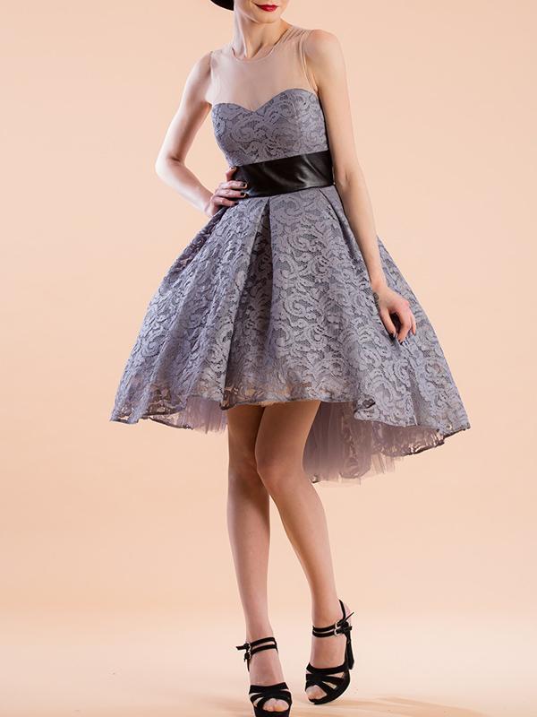 Split-joint Veil A-line Mini Evening Dress
