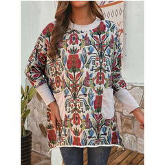 Casual Loose Floral print Round neck Long sleeve Sweatshirts