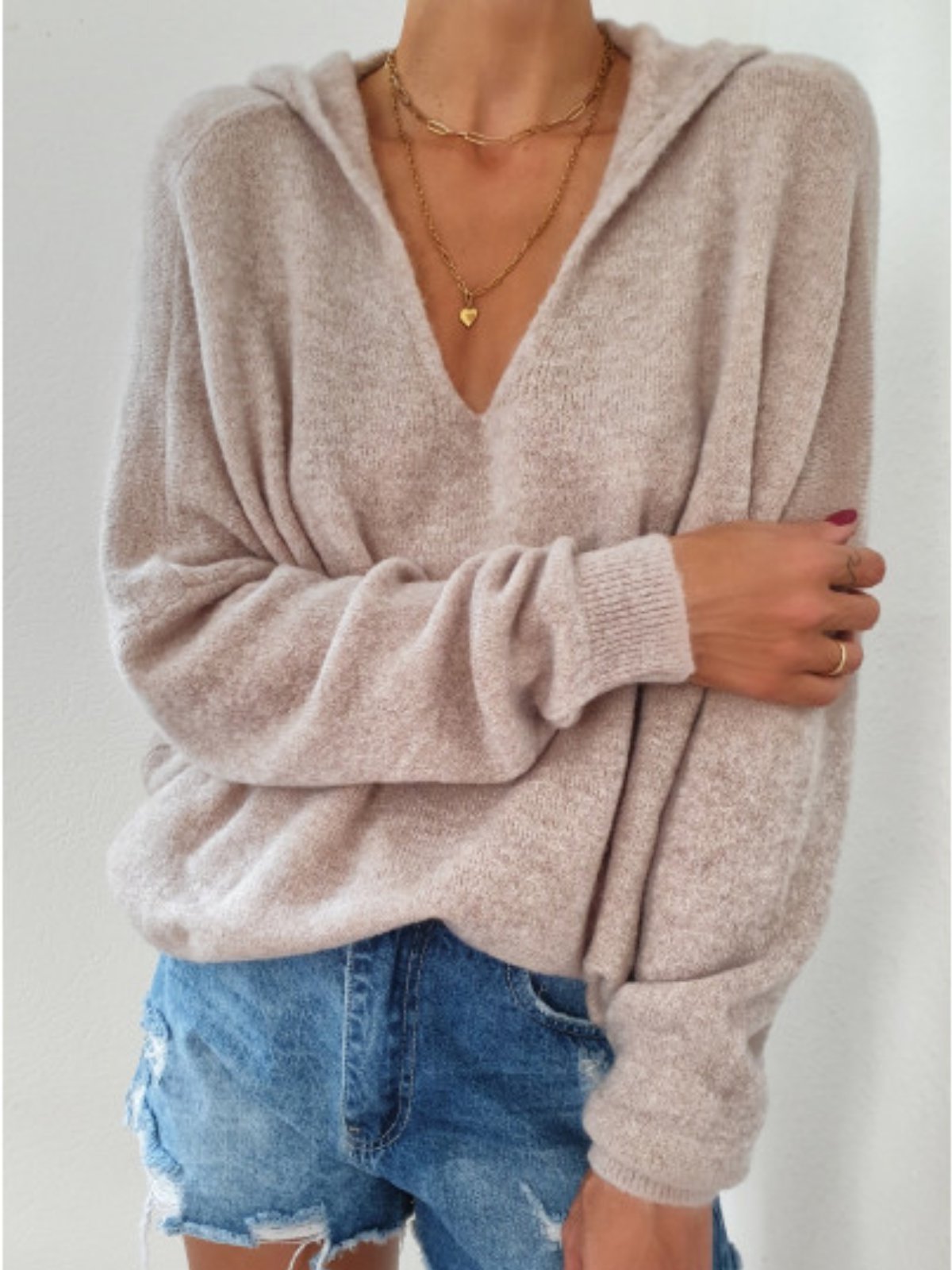 Casual Wool Blend V Neck Shift Sweater