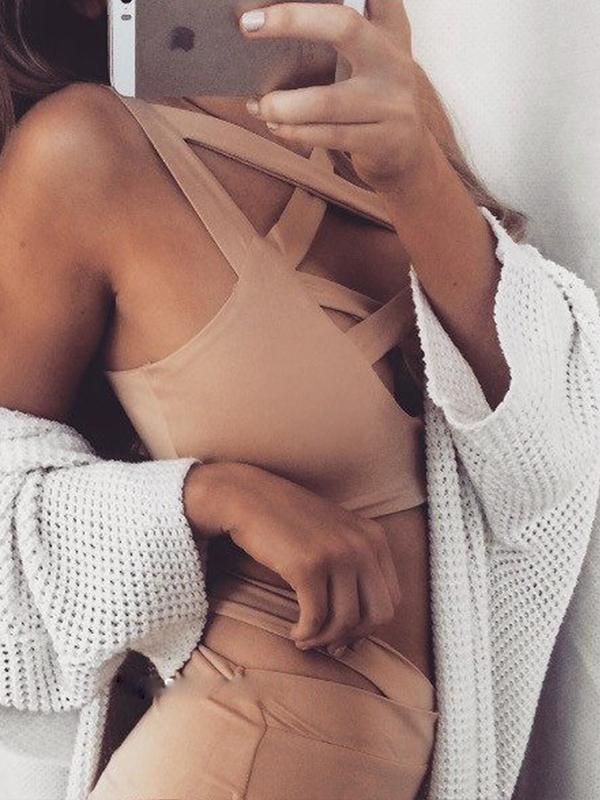 sexy Before the bosom crosses bind belt two-pieces bikini Swimwear