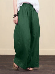 Wide-leg cotton daily trousers loose pants