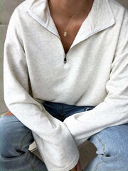 Casual Pure Lapel Long sleeve Zipper Sweatshirts