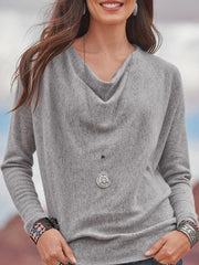 Daily plain Heaps Collar long sleeve sweaters