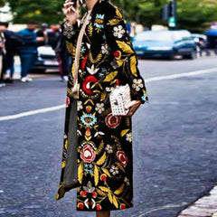 Fashion Print Lapel Long sleeve Trench Coats