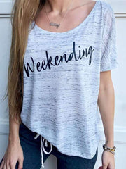 Round Neck Letters Printed Short Sleeve T-Shirts