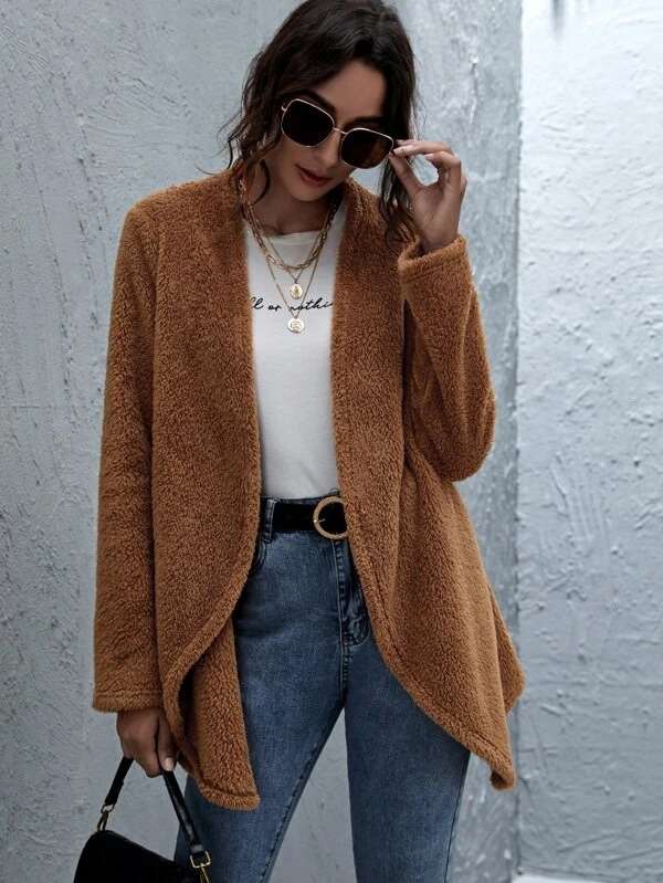 Fashion Plush Lapel Long sleeve Coats