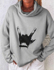 Casual Gesture print High collar Long sleeve Sweatshirts