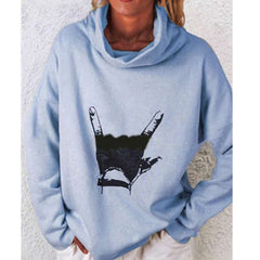 Casual Gesture print High collar Long sleeve Sweatshirts