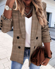 Fashion Lapel Long sleeve Double-breasted Blazer Coats