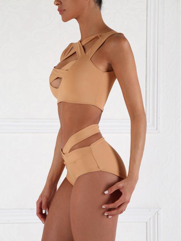 sexy Before the bosom crosses bind belt two-pieces bikini Swimwear
