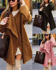 Fashion Casual Pure Suede Round neck Long sleeve Coats