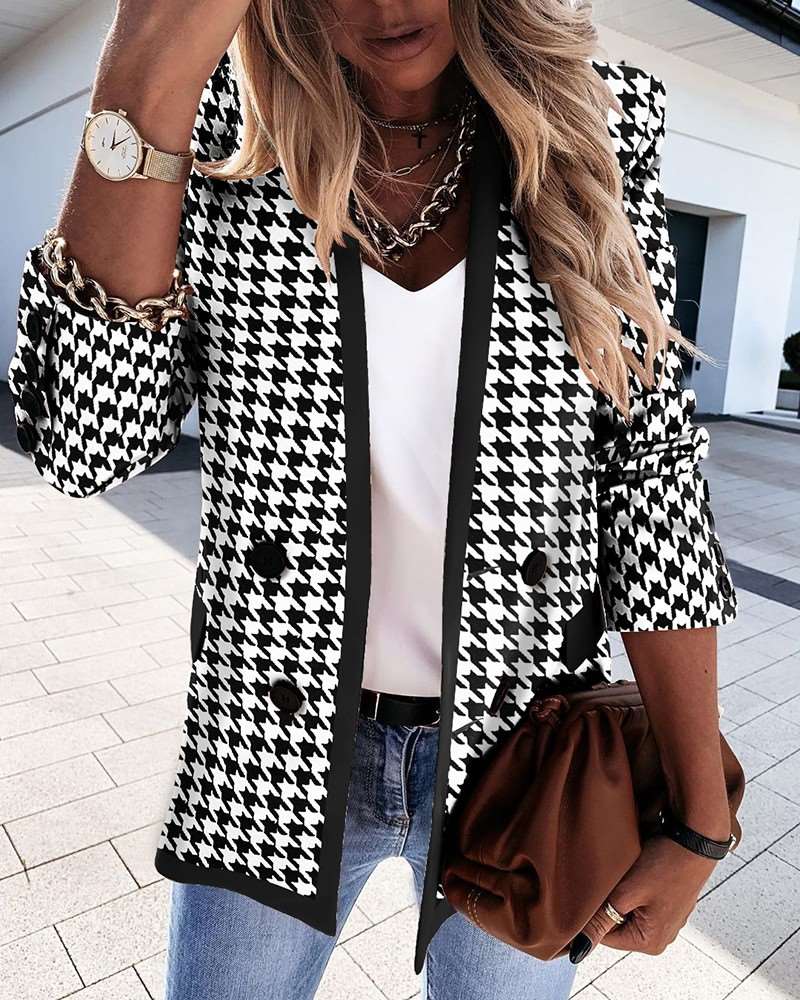 Fashion Lapel Long sleeve Double-breasted Blazer Coats