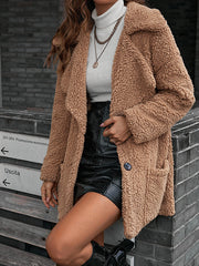 Casual loose single-breasted bubble plush coats