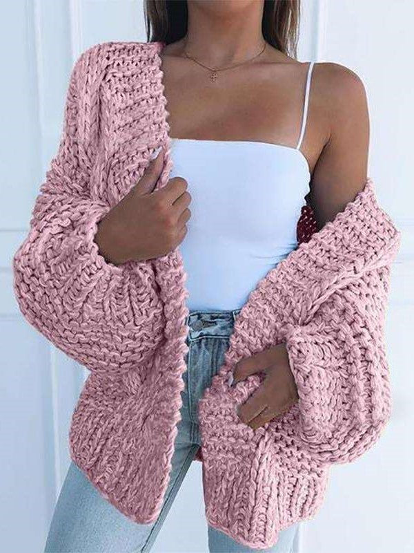 Casual Loose Pure Long sleeve Knit Cardigan