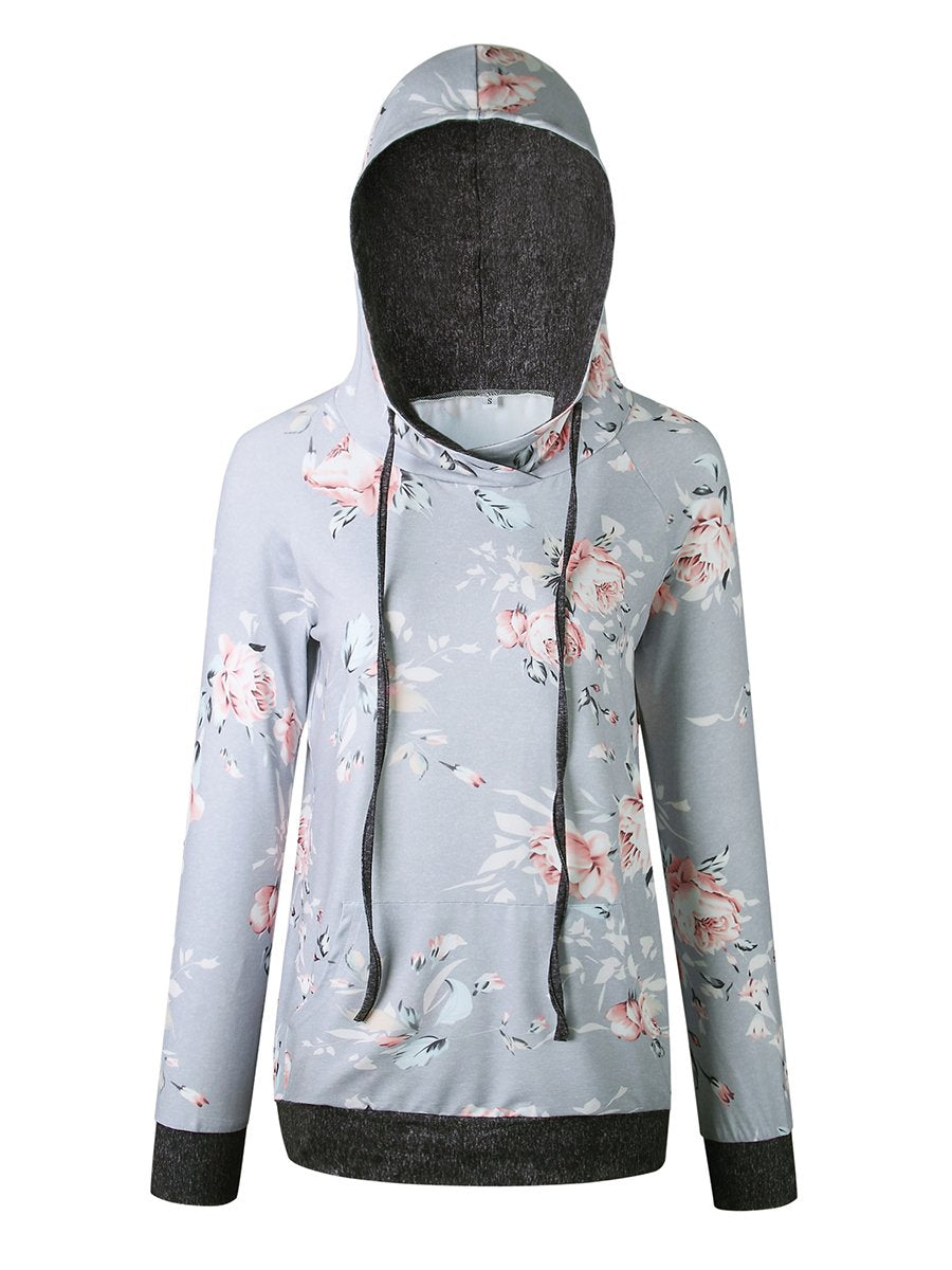 Woman Daily Grey Blossom Baseball Floral Hoodies