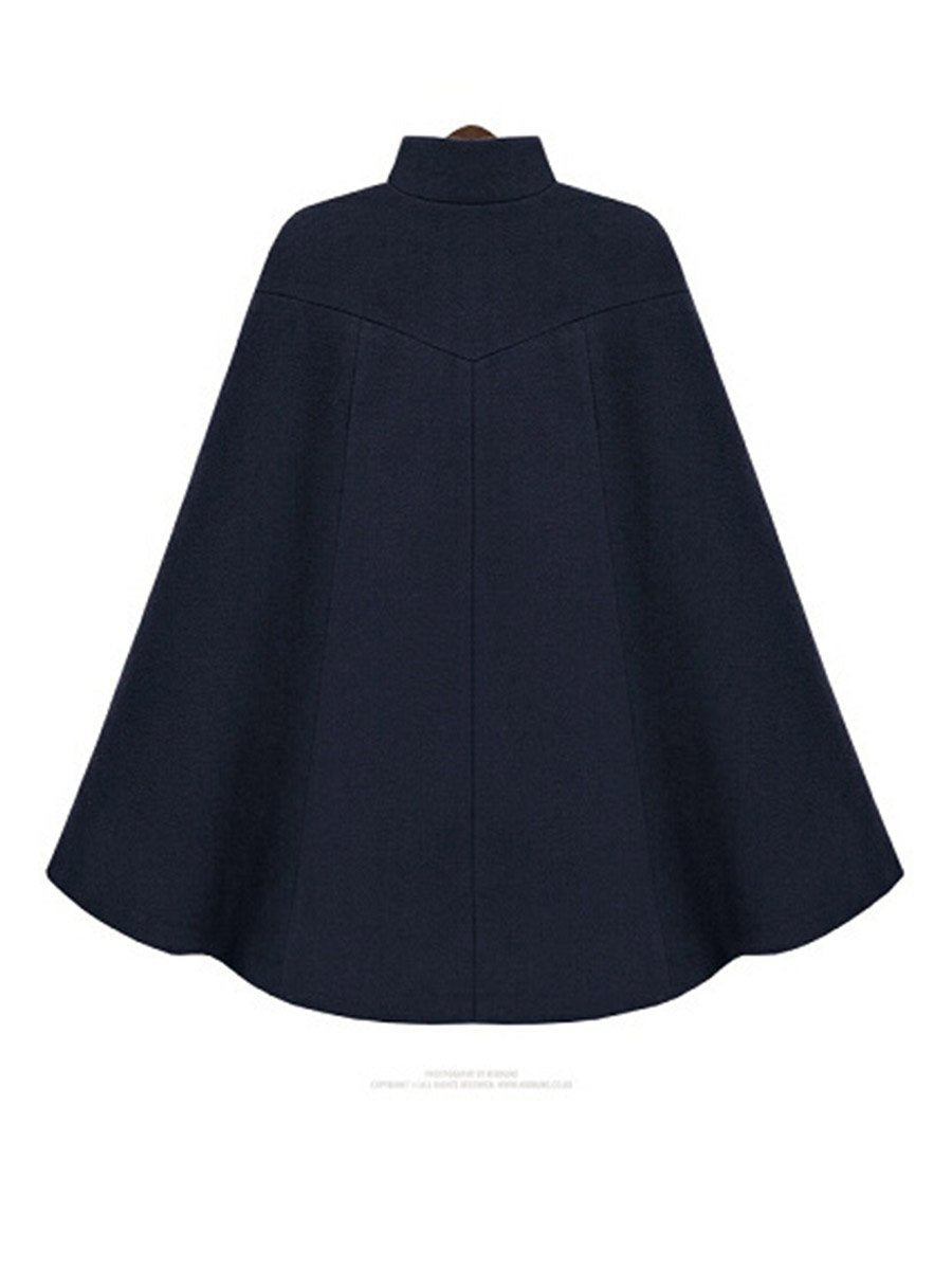 Woolen Medium Long Length Cape Coats For Woman